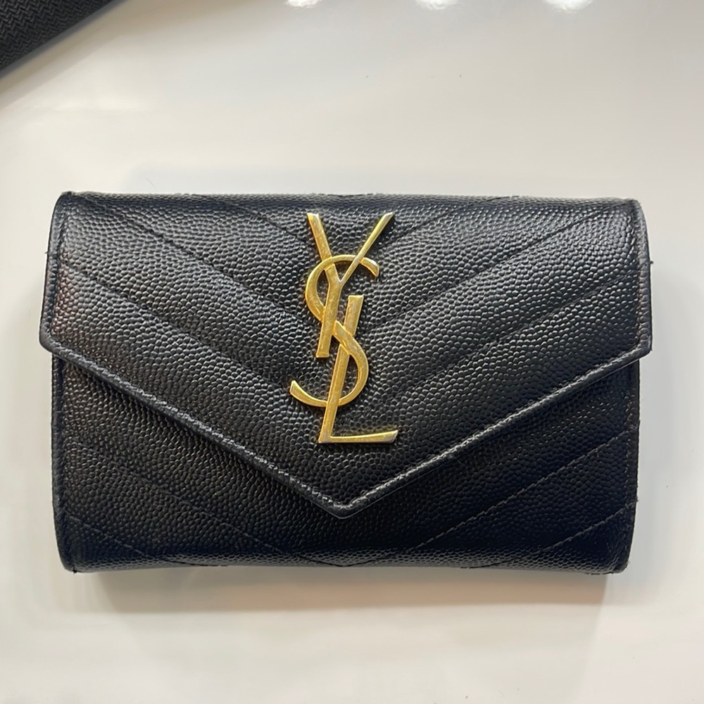 YSL monogram small envelope wallet black